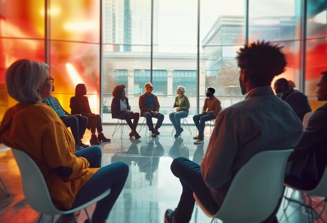 circle of people in a systems inspired coaching session