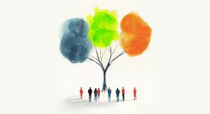 collective healing tree with people